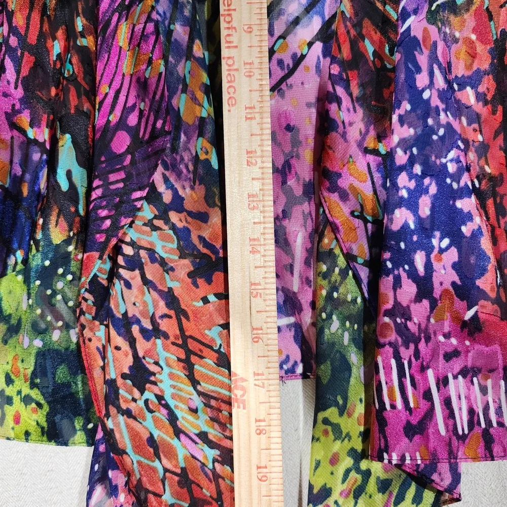 Alex Evenings Womens 1X 2 Piece Set Abstract Multi Color Tiered Top Shrug Jacket
